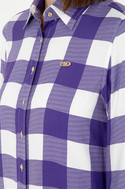 Женская фиолетовая рубашка с длинным рукавом Неожиданная скидка в корзине - U.s. polo assn фото 7