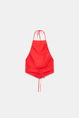 TOP HALTER FRUNCES / Rojo / Coral - Zara фото 5