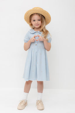 КР 5932-1/голубой,любимые ромашки к563 платье для дев