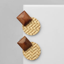 Серьги Ваканда стиль, плетёнка, цвет бело-коричневый