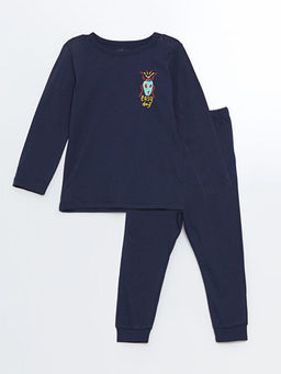 Bisiklet Yaka Uzun Kollu Bask?l? Erkek Bebek Pijama Tak?m?