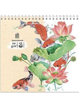 Скетчбук 190*190мм 48л., карт.обл. на спир. "Рыбки и лилии" (48-5649, Проф-Пресс)