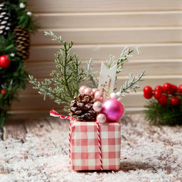 Ёлочная игрушка Новогодний подарок 911 см, розовый