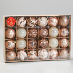 Ёлочные игрушки Мелодия ассорти люкс, шары новогодние, d=6 см, набор 24 шт., бело-золотой - Зимнее волшебство фото 5