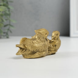 Нэцкэ фигурка «Уточки мандаринки вместе», 11×6×4.8 см, под бронзу