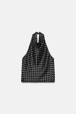 TOP HALTER SATINADO / Negro / Blanco - Zara фото 7