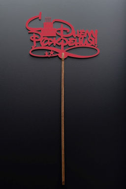 Топпер 5 шт "С Днем Рождения" №15, красный, фанера (120*47*4 мм)