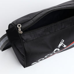 Сумка спортивная на молнии, боковой карман/сетка, регулируемый ремень, маленький размер, чёрная