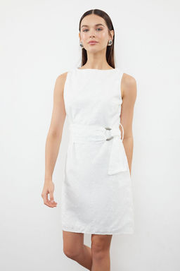 Beyaz Kusakl? A Kesim Brode Mini Dokuma Elbise TWOSS24EL01045 - Trendyolmilla фото 6