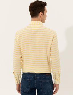 Sar_ Keten Kar___ml_ Slim Fit Uzun Kollu G_mlek