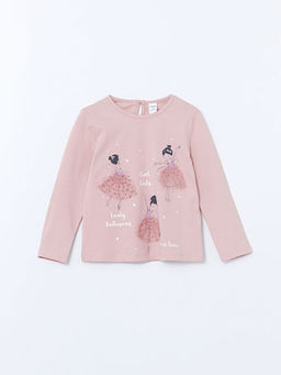 Bisiklet Yaka Bask?l? K?z ?ocuk Ti??rt