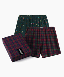 ATLANTIC 2GMB-013 Трусы боксеры Check - набор 2 шт. темно-зеленый + темно-синий