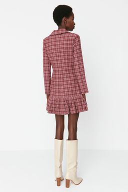 TRENDYOLMILLA Siyah Etegi Volanl? Dugme Detayl? Tuvit Dokuma Elbise TWOAW23EL00870  фото 5