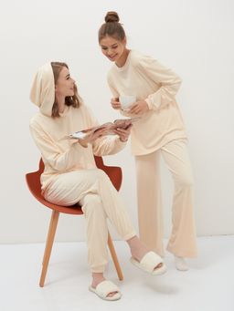 Костюм из велюра с удлиненным худи и брюками-палаццо - Tantino фото 8