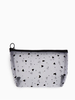 Косметичка дор Сердца, сетка 17*6,5*13,5, отд на молнии, белый