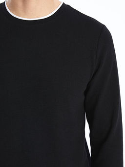 Bisiklet Yaka Uzun Kollu Erkek Sweatshirt
