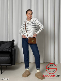 Свитер-поло в полоску женский