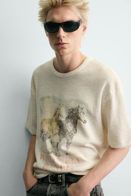 CONTRAST PRINT KNIT T-SHIRT - Zara фото 5