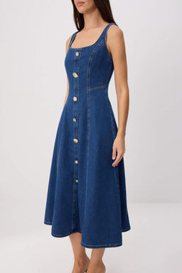 Lacivert D__me Detayl_ Ask_l_ Maxi Denim Elbise TWOSS26EL00952 - Trendyolmilla фото 3