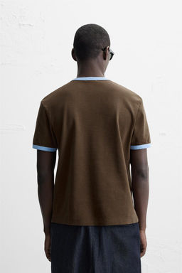 BASIC CONTRAST RIB T-SHIRT - Zara фото 5