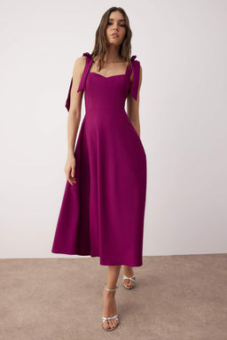 Murdum A-Kesim Ask? Baglama Detayl? Dokuma Midi S?k Abiye Gece Mezuniyet Elbisesi TPRSS24EL00251