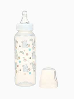 Бутылочка для кормления Крошка Я Basic «Медвежонок», классическое горло, от 3 мес., 250 мл., белый/бирюзовый