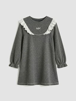 Bisiklet Yaka Nak??l? K?z ?ocuk Elbise