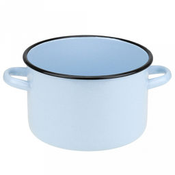 Кастрюля эмалированная 2,9л, д25см, h12см, цилиндрическая форма, металлическая крышка, серо-голубой (Россия) - Домашняя мода фото 2