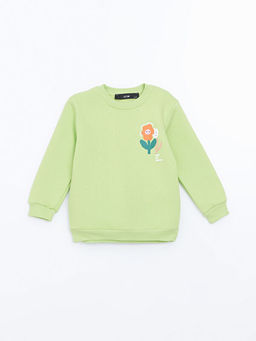 Bisiklet Yaka Bask?l? K?z ?ocuk Sweatshirt