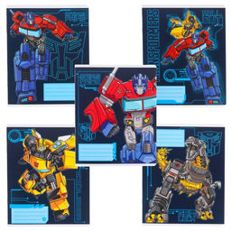 Цена за 10 шт. Тетрадь 12 листов, линейка, Трансформеры, 5 видов МИКС, Transformers