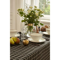 Скатерть Доляна Клеткацв.черный 145х2003см,100%пэ, рогожка 130 гр/м  фото 8