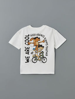 Bisiklet Yaka Bask?l? Erkek ?ocuk Ti??rt