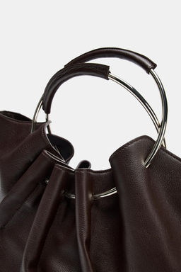 RIGID STRAP LEATHER BUCKET BAG - Zara фото 8
