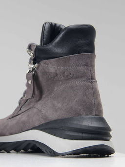 Ботинки 261.uno2bl. серый замок замша/Байка