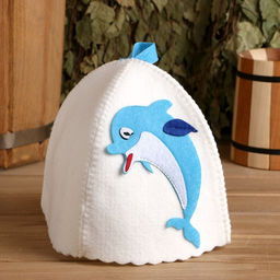 Шапка для бани с детской аппликацией Дельфинчик войлок