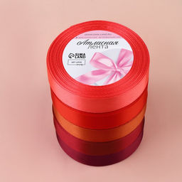 Атласная лента, набор 5 шт., 20 мм, 23±1 м, красная, бордовая