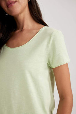 Базовая футболка из 100% хлопка с короткими рукавами и круглым вырезом стандартного кроя - Defacto фото 4