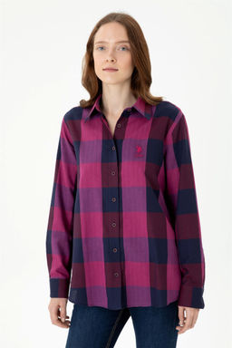 Женская бордовая рубашка с длинным рукавом - U.s. polo assn фото 3