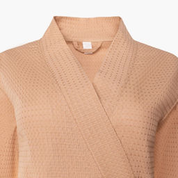 Халат вафельный женский Экономь и Я рукав 3/4, размер 50-52, бежевый, 100% хлопок, 200 г/м²