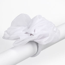 Бант для волос на резинке школьный, 13 см, белый, Кошечка Мари