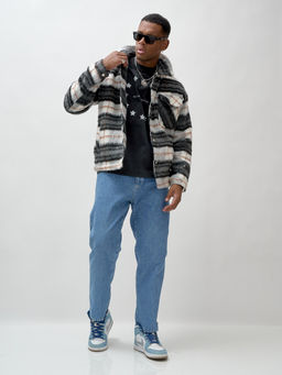 Куртка рубашка шерстяная в клетку мужская демисезонная темно-серого цвета 58565TC