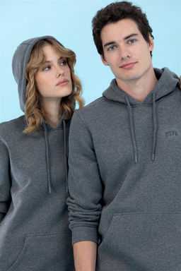 U. S. Polo Assn Базовый свитшот с капюшоном антрацитового меланжа (унисекс) - U.s. polo assn фото 2