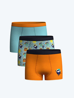 Bask?l? Erkek ?ocuk Boxer 3l?