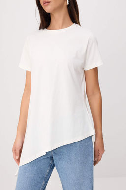 Ekru Duz Regular Bisiklet Yaka Standart Kol K?sa %100 Pamuk Orme T-shirt TWOSS26BZ00734 - Trendyolmilla фото 3