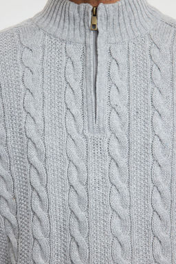 TRENDYOL MAN Bordo Unisex Regular Fit Fermuarl? Yar?m Bal?kc? Sac Orgu Triko Kazak TMNAW21KZ0737 - Trendyolmilla фото 5