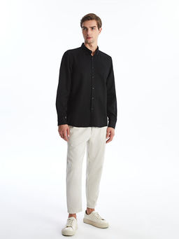 Slim Fit Uzun Kollu Arm?rl? Erkek Dokulu G?mlek