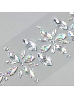 Наклейка - стразы Цветы, на шею, спину, серебро, 25?8.5 см