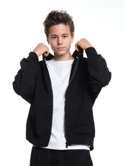 Толстовка зипка оверсайз с капюшоном на молнии 22-5610 черный