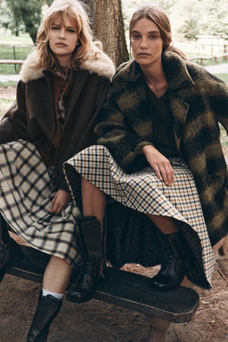 CHECK WOOL BLEND COAT ZW COLLECTION LIMITED EDITION