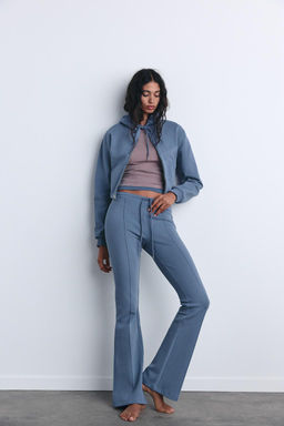 STITCHED INTERLOCK BELL BOTTOM TROUSERS - Zara фото 27